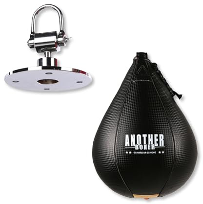 OLYSPM Sacco da Boxe,Sacco Boxe,Sacco da Box con Girello,Pera Veloce Boxe in Pelle Appese con Vescica in Lattice per MMA,Muay Thai,Boxe,Kickboxing,FitnessV