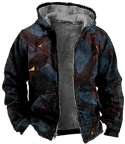 LUNULE Strickjacke Lang Fahrrad Regenjacke Atmungsaktiv Atmungsaktive Herren 3D Druck Langarm Teddyfutter Hoodie Jacke Mit Reißverschluss Warm Fleecejacke Arbeitsjacke