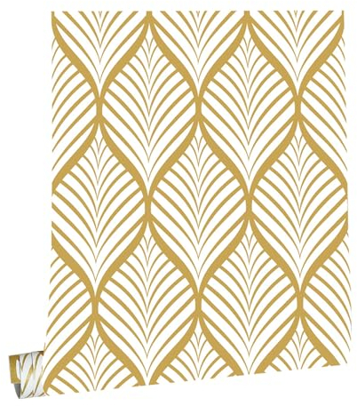 kyaoayo Goldene Blatt Wandtattoo, Boho Wandaufkleber, Palme Blätter Wandsticker Wasserdicht, Blätter Pflanzen Wandaufkleber, Selbstklebend Wandsticker für Wohnzimmer Schlafzimmer (0.445 * 6M)