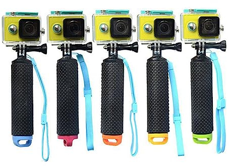 Schwimmender Selfie Stab für Actionkamera aus Abs und Silikon | Blau, mit Handgriff und Verstellbarem Gurt, Kompatibel mit 5 Session 4 3 3 2 1 Sj5000 Sj6000 Sj7000