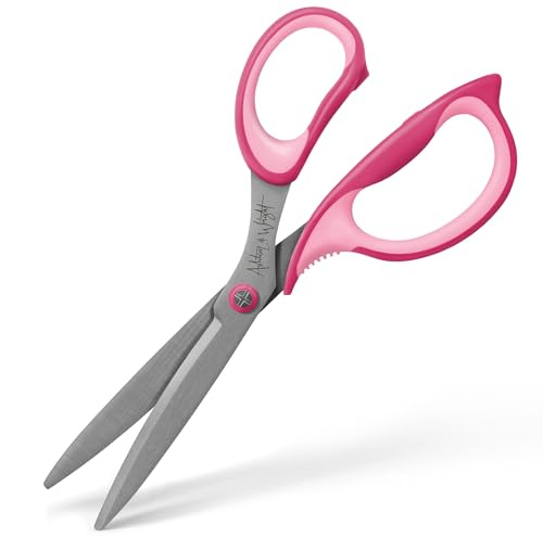 Ashton and Wright – Precision SG – mjukt grepp sax för kontor, hem, kök och hantverk – 210 mm / 8 tum – stålblad (rosa, högerhänt)