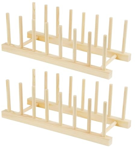 NIYATA Tellerständer Holz, 31CM Tellerhalter Ständer, Abtropfgestell Holz für Küchenschrank, Geschirrständer, Schneidebretthalter, Geschirrabtropfer, Küchen Organizer, Tellerregal
