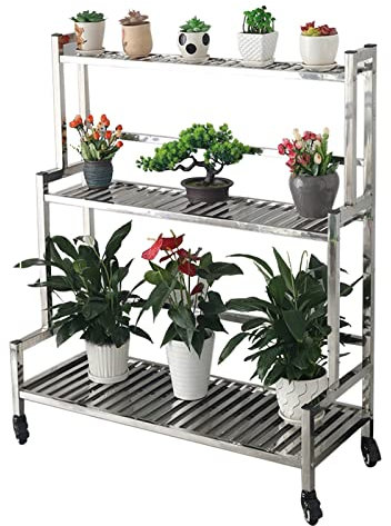 pflanzenständerMetall-Pflanzenständer, Blumentopfregale, Edelstahl, Pflanzenterrasse, stehend, Blumenregal, Halter, Ausstellungsregale, Ständer, Garten, Lagerregal für Außenbalkon, dekorativ
