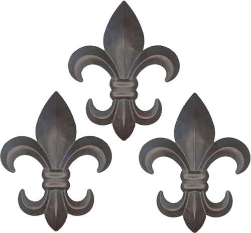 Top Brass Große Lilien-Wanddekoration aus Metall, 25,4 cm, Motiv: französische Lilie, Motiv: New Orleans Stil, 3 Stück