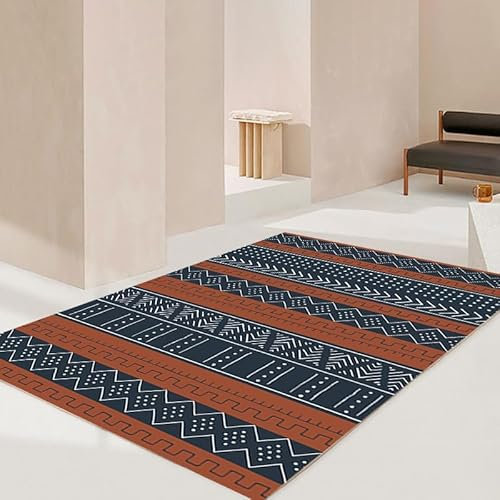 Teppich Rote Böhmen Flauschig Kurzflor,Mikrofaser Super Weich,Anti-Rutsch,Waschbar,Teppich Webteppich Für Wohnzimmer,Flur,Schlafzimmer Teppichläufer 120X160Cm