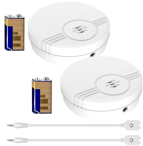 2 Pack Wassermelder Wasseralarm, 135dB Wasserwarner Wassersensor Alarm, Wasserwarner Flut Detektor für Keller, Badezimmer, Waschküche, Küchen, Garagen, und Dachböden (6F22/9V Batterien enthalten)