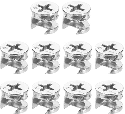 sourcing map Cam Lock Nut for Furniture, 10pcs 11.65x10.2mm Joint Connector Locking Nuts Furniture Connecting Cam Fittings for Furniture Cabinet, Drawer, Wardrobe, Panel Connecting