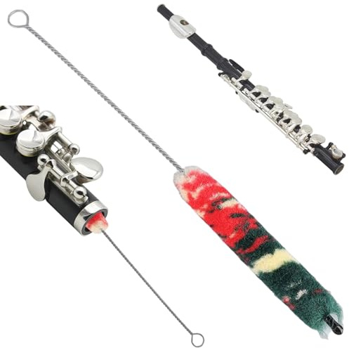 HoveeLuty Piccolo-Reinigungsbürste, bunter Flöten-Reinigungsstab aus Metall zur Belagpflege, Musikinstrumentenzubehör für Piccolos und andere Instrumente, Flöten-Reinigungsstab, Reinigungsset, Picco