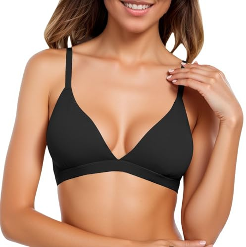 Generisch Milchauffang Coquilles d'allaitement Soutien-gorge fin sans coutures pour femme avec soutien doux, grande poitrine, petit bonnet semi-ferme, haut respirant avec dentelle pour femme, Noir