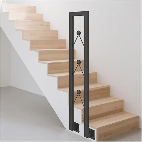 U-Design - Corrimano a muro in ferro battuto per sottotetto, cantina e garage, 60 cm, con accessori (nero)