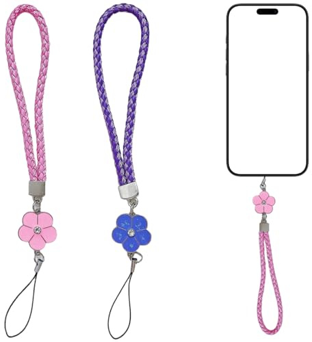 XYTAHDM 2 Pcs Longe de Téléphone Portable,Pendentifs pour Téléphones,Anti-Perte de Téléphone Portable Pendentif Chaîne, Bracelet Telephone, Dragonne de Téléphone, Charme de Téléphone(Marron + Noir)