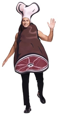 DUHENWU Disfraz de jamón de Halloween para hombre, carne, cosplay, ropa de hueso, ropa de vestir, disfraz de desayuno, parejas, disfraz para carnaval, fiesta, disfraz de hombre, disfraz de carnaval, O