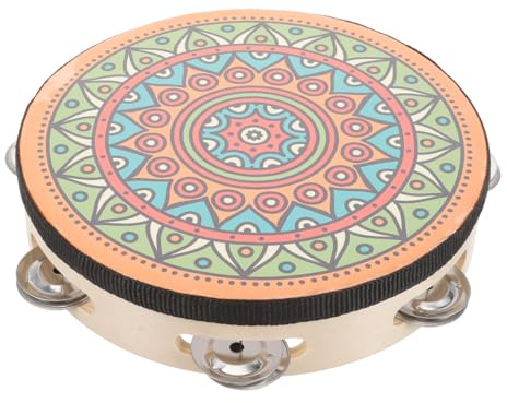Kinder Tamburin 8 Zoll Einreihig Handtrommel für Tanz | Holz und Metall, Leichtes Format, für Kinder als Percussion und Musikinstrument