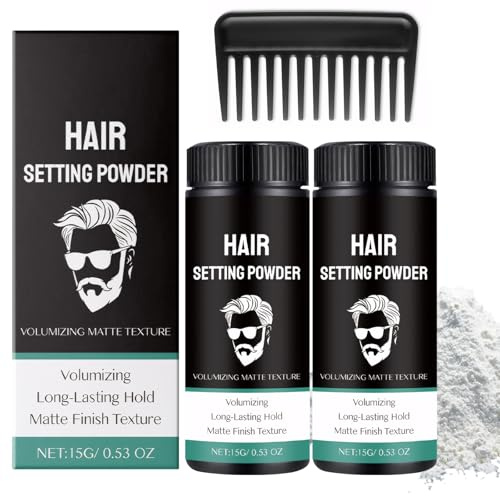 2 Flaschen Haarpuder Männer,Textur Volumen Puder Haare,Einfach Anzuwendendes Haarpuder,Mattes Finish,Lang Anhaltender Halt,Natürliches Volumen Und Fülle,Inklusive Kamm