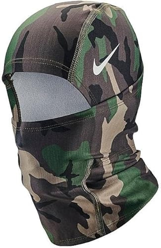 Nike Pro Hyperwarm Camo Hood - Thermal Balaclava Face Mask for Men & Women - Winter Sports Helmet Liner for Football, Running & Skiing - Moisture-Wicking Tactical Camouflage Gear - One Size