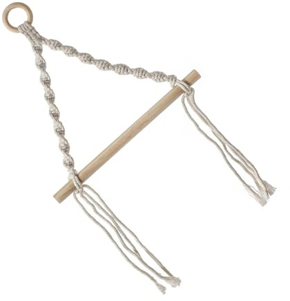 LAPYAPPE Boho Papierhandtuchhalter aus Baumwolle und Holz mit Einfacher Aufhängung für Bad und Küche Dekorativer und Praktischer Rollenpapierhalter in Beige