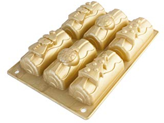 CÉCOA • Moule Silicone Mini Bûches de Noël • 6 Cavités – Formes Cloche, Sapin, Bonhomme de Neige • Anti-Adhésif • Sans BPA • Cuisson Parfaite • Fêtes de Fin d’Année, Pâtisserie Maison