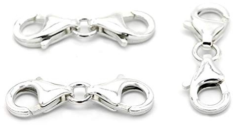 NaturSchatulle Doppel Karabinerverschluss 100% Sterling Silber 925 I 1 Stück Schmuckverschluss 22mm Karabinerhaken Kettenverschluss Basteln Schmuckherstellung