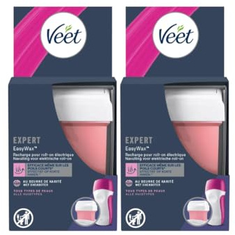 Veet - EasyWax - 2 Recharges de Cire Chaude Epilation 50ml - Bras & Jambes - Beurre de Karité