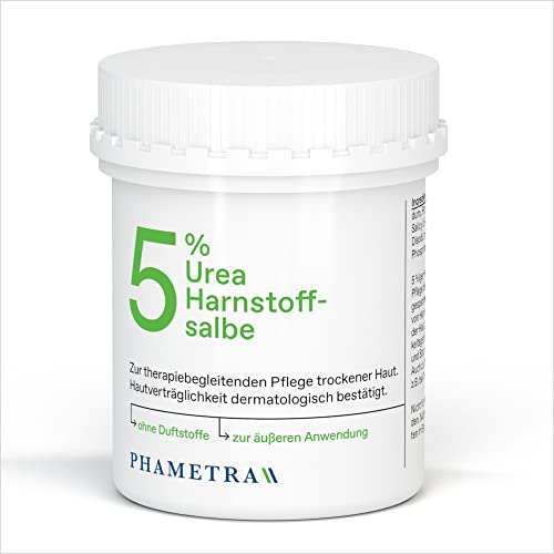 Phametra Urea Harnstoffsalbe 5% | Medizinische Hautpflege | Feuchtigkeitspflege für trockene und empfindliche Haut | Körperpflege ohne Duftstoffe | 250g