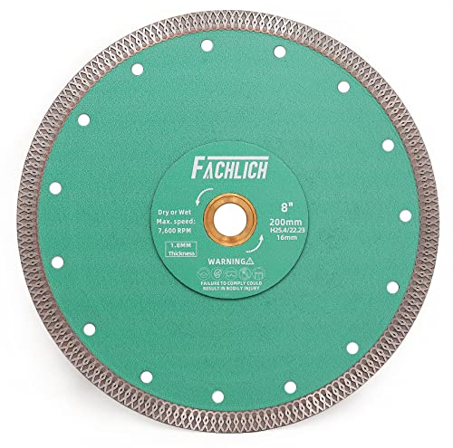 FACHLICH Diamant Trennscheibe 200MM Turbo Mesh Diamantklinge mit X Felgensegment für Hart Keramik Porzellan Fliesen Granit