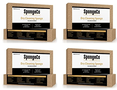 SpongeCo - Dry Cleaning Soot Eraser Sponge - Pet Hair, Smoke, Soot, Dust and Dirt Remover 3x6x1.5 4 Pack