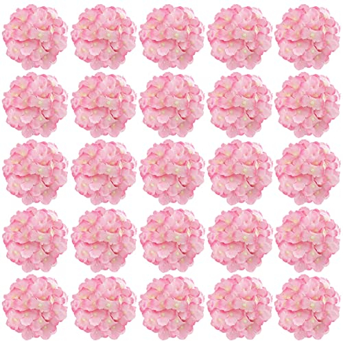 FagusHome 30 cabezas de hortensias artificiales de seda, flores artificiales de hortensias para decoración del hogar y boda (rosa oscuro)