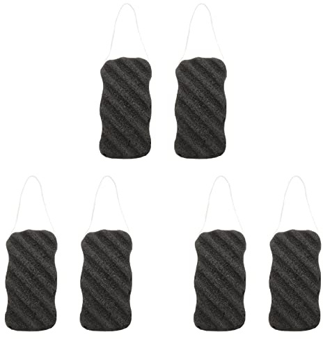 Lot de 3 éponges Konjac avec charbon de bambou actif pour le corps et le - Éponge de nettoyage en profondeur pour le soin de la peau