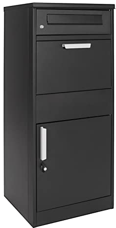 XPOtool Cassetta postale per pacchi nera 500 x 370 x 1120 mm Portapacchi con serratura