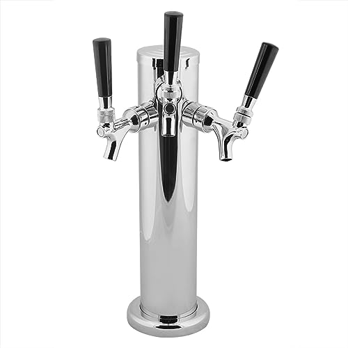 Dispensador De Cerveza De Triple Grifo - Torre De Cerveza De Barril De Acero Inoxidable, Dispensador De Grifo Para Kegerator De Barra Casera, Dispensador De Cerveza De Grifo Y Grifo Para Dis