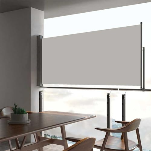 Swpsd Side Awning Patio Retractable Sunshade Screen Extendable Privacy Screen for Balcony, Terrace and Garden Sun and Wind Shelter 60x300 cm Cream