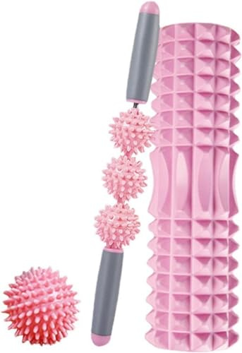 Rull, Boll och Massagestångspaket. Foam Roller för Muskelterapi och Massage. Pilates och Yoga Roller, Bar och Ball. Fitness Foam Roller. Skumcylinder för Smärtlindring och Träning. 45 cm