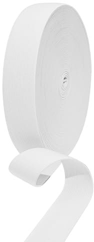 HERZONE Fascia elastica da 20 m, larghezza 3,5 cm, colore bianco, forte elastico, elastico in gomma, per la casa, accessorio per il cucito, fai da te (bianco, 3,5 cm)