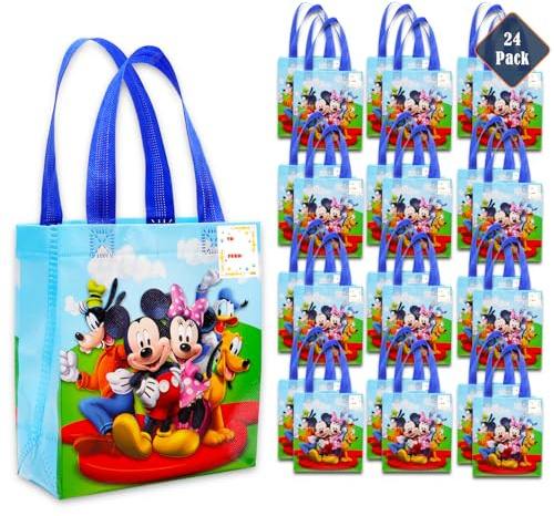 Set di sacchetti per bomboniere di Topolino e amici, confezione da 24 sacchetti da 8 pollici Mickey Mouse per bambini, riutilizzabili, forniture per feste di compleanno Disney