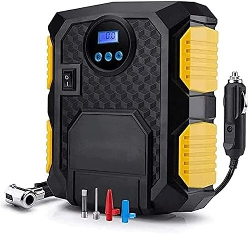 Compresseur d'air portable de gonfleur de pneu, pompe à air 12 V DC pour pneus d avec manomètre numérique 150 psi et lumière LED d'urgence, pompe à pneu pour voiture, vélo, moto, basket-ball