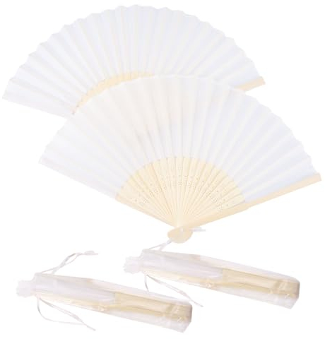AYNKH Handfächer 2 Stück Fächer Klein aus Stoff mit Fan-Tasche Faltbare Fecher Damen für Eine Abkühlung im Sommer Fächer Stoff für Tanz, Party, Hochzeit Geschenke, DIY Dekoration, Haus Dekorationen