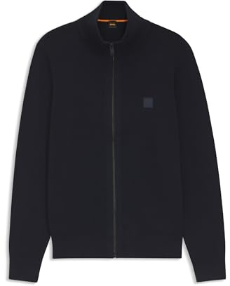 BOSS Hombres Kanozip S Chaqueta de punto de algodón y cachemira con parche de logo, L