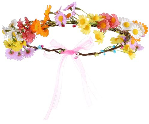 Yuanchu Blumenkrone Haarkranz Mädchen, Waldfee Haarschmuck Damen Blumenkranz Haare Blumenhaarreif Künstliche Blumen Haarband Hochzeit Boho Stirnband Blumenstirnband Girlande Kopfschmuckseidenblumen