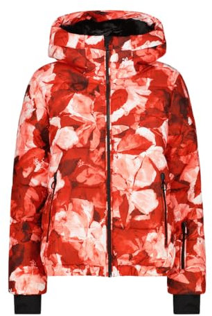 CMP Damen-Skijacke aus Twill, Gemustert, 34W4416P, Koralle/Weiß, M