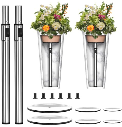 Hazztoll 2 Set Adjustable Plant Risers,11-17 Rise Plant Risers for Pots Outdoor, Metal Lift Insert for Tall Taper Flower Pots (6 8 10 Base or Top)