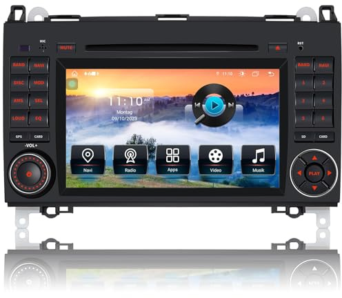 Autoradio für Mercedes Vito W639, Sprinter W906, A-Klasse W169, B-Klasse W245 – 2 DIN Radio mit Apple CarPlay, DAB+, Navi, Bluetooth (7 Zoll, 2.0GHz,8-Core Android 13.0)