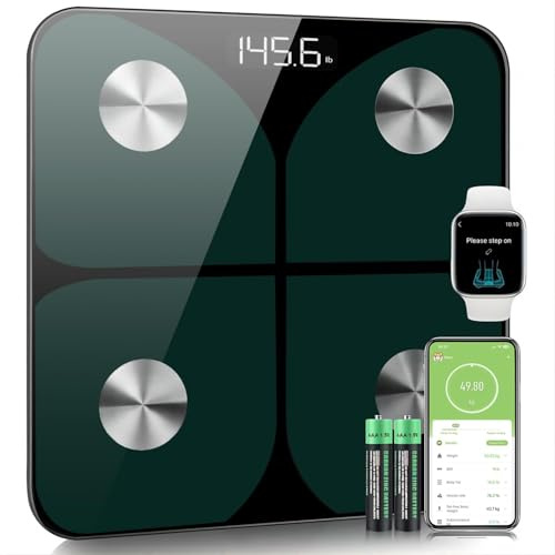 Kroppsfettvåg, personvåg, digital våg 2025, med kroppsfett och muskelmassa med app, 180 kg/400 pund, våg, personer, Bluetooth kroppsvåg för kroppsfett, BMI, vikt, vatten och muskelmassa
