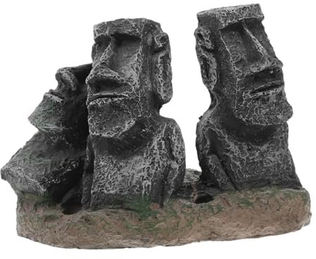 TOPPERFUN Aquarium Dekoration Römische Säule Kleine Künstliche Fischbecken Figuren Moai Statue Für Wasserterrarien Antikes Thema Für Unterwassergärten