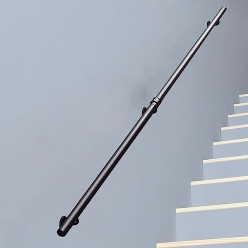 barandilla de escalera Pasamanos De Hierro Forjado De 0,5, 1,5, 3,5 Y 6 M De Largo, Pasamanos Industriales De Tubo Redondo, Barandillas De Escalera Negras Para Hoteles Y Edificios(L 450cm/14.8ft)