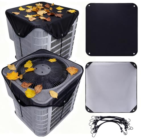 2PCS Air Conditioner Covers for Outside units 36 x 36 inch Central Air Conditioner Ac Covers for Outside Top Universal Defender Mesh Design Waterproof Outdoor Winter AC Defender Cover 36'' x 36''