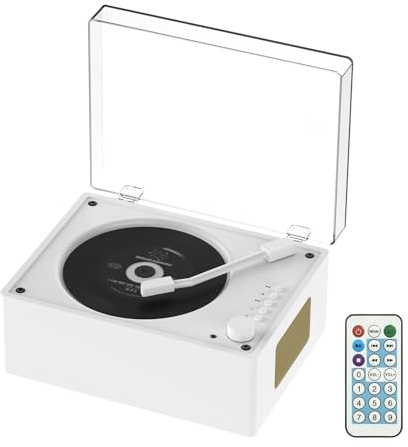 Portable CD Player for Home with Bluetooth 5.3, Hi-Fi Dual Speakers,3.5mm AUX, USB Playback Retro CD Player (White)