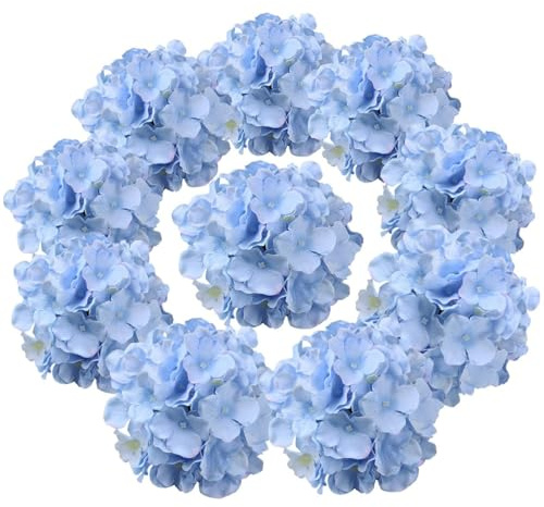 AZIDWERYQ Fiori artificiali di ortensiga 10pcs da 13 pollici a gambo lunghezza ortensia di seta realistica Fiori in finto per decorazione, matrimonio, fidanzamento, azzurro