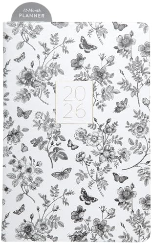 WORLD TRAVELER 2026 Planner - 6x8 Inch Weekly and Monthly Calendar Planner Agenda Book with Bookmark & Ribbon for School and Office, Size 6X8, Multi Textured Garden