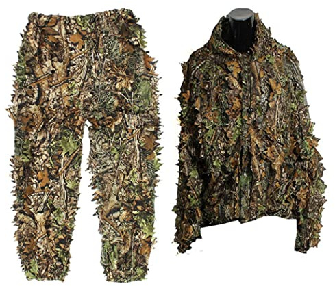 Joygoodta Costume de Camouflage à Feuilles 3D, vêtements à Capuche, Hauts d'extérieur, Pantalons, Poncho pour l'observation des Oiseaux de la Jungle, vêtements Camouflage Feuilles 3D