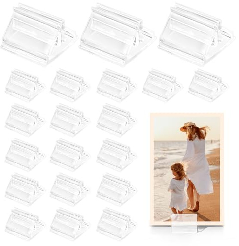 Simsky ‌40 Stück Kartenständer Set - Klare Tischkartenhalter Fotohalter Spielkartenhalter für Visitenkarten & Fotos Party